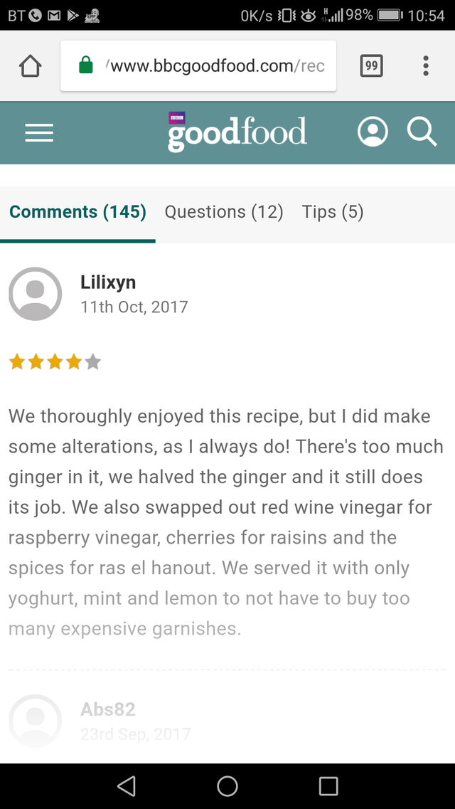 recipe reviews