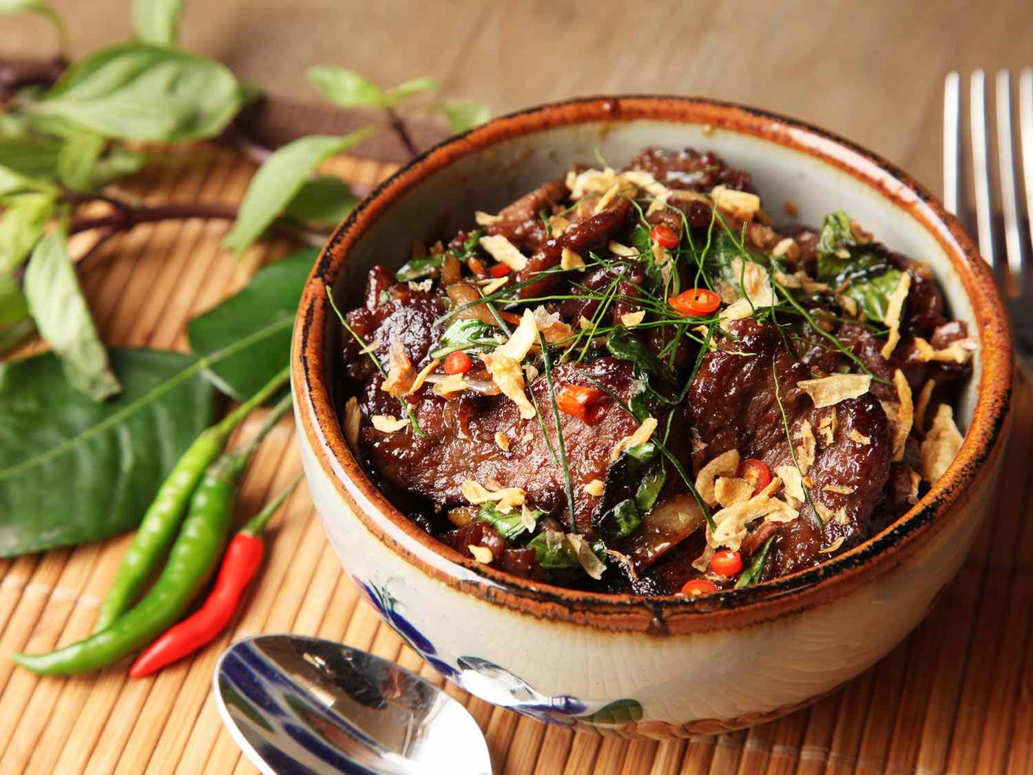 Quick Thai Street Food-Style Beef Stir-Fry with Purple Basil and Chiles