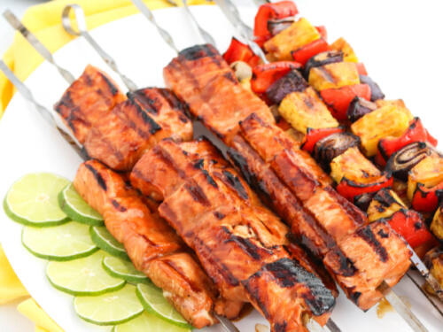 Grilled Teriyaki Salmon & Pineapple Kebabs Sweet-Savory Summer Delight
