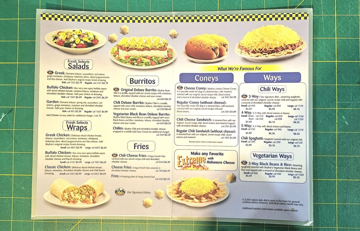skyline chili menu with pricing