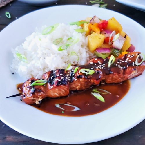 Grilled Teriyaki Salmon & Pineapple Kebabs Sweet-Savory Summer Delight