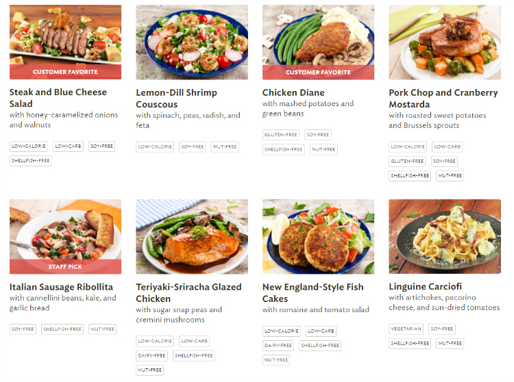 home chef meals list