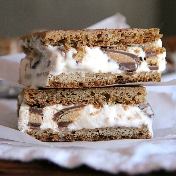 Decadent Peanut Butter Blondie Ice Cream Sandwiches