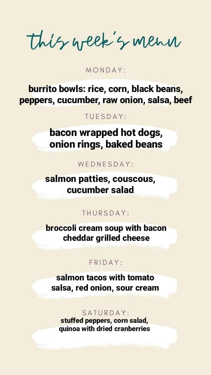meal menu ideas