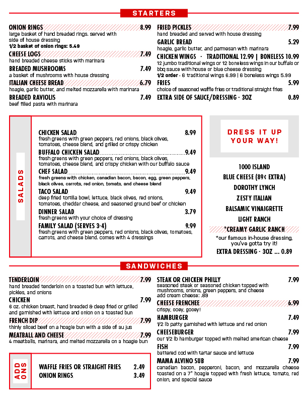mama's pizza spring menu