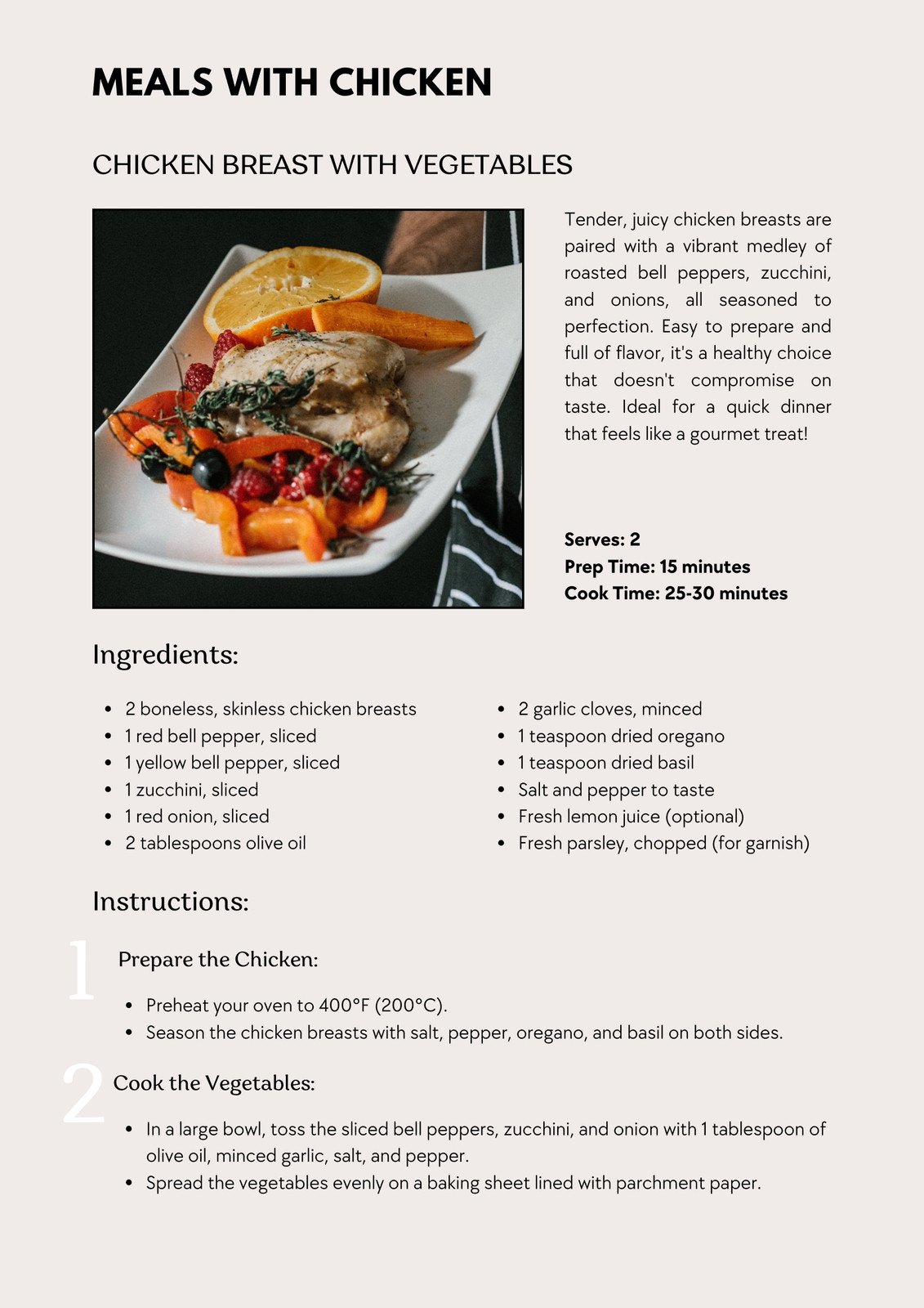 cookbook recipe page