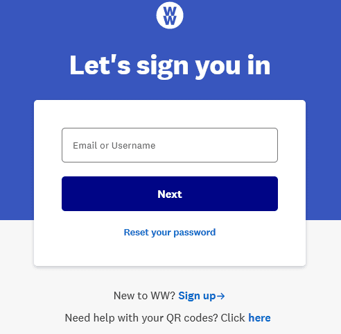 weight watchers account login