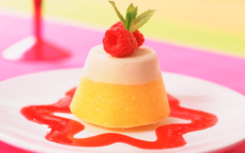 Layered Tropical Ice Cream Bombe Mango, Raspberry & Strawberry