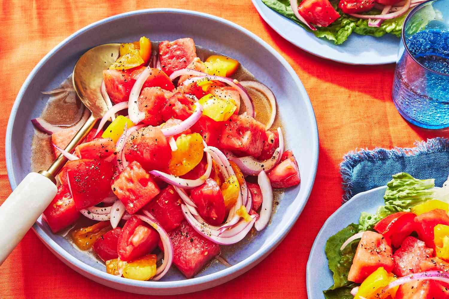 Vibrant Summer Watermelon & Tomato Salad with Hibiscus Gastrique