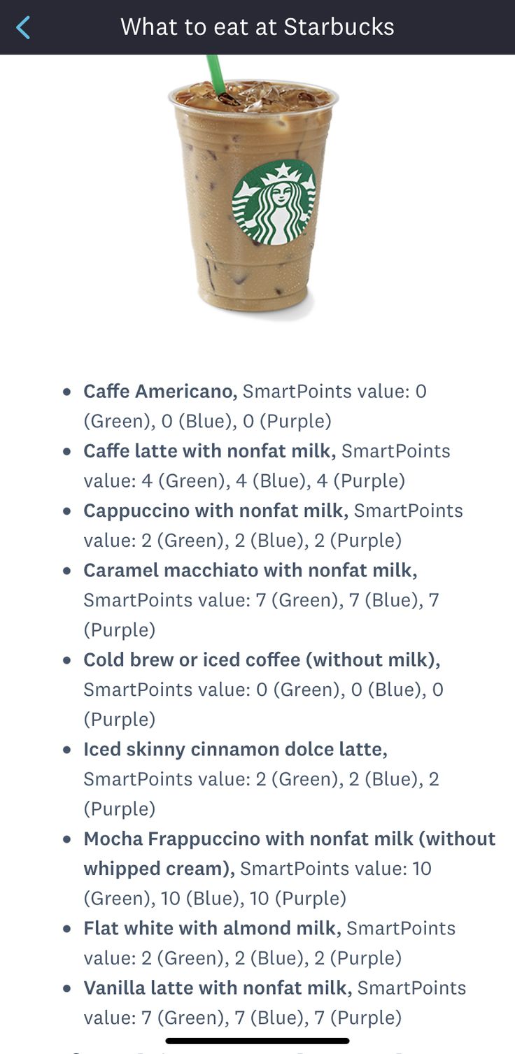 starbucks weight watchers drinks