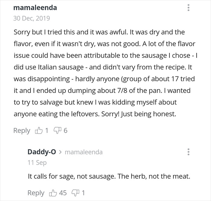 recipe reviews