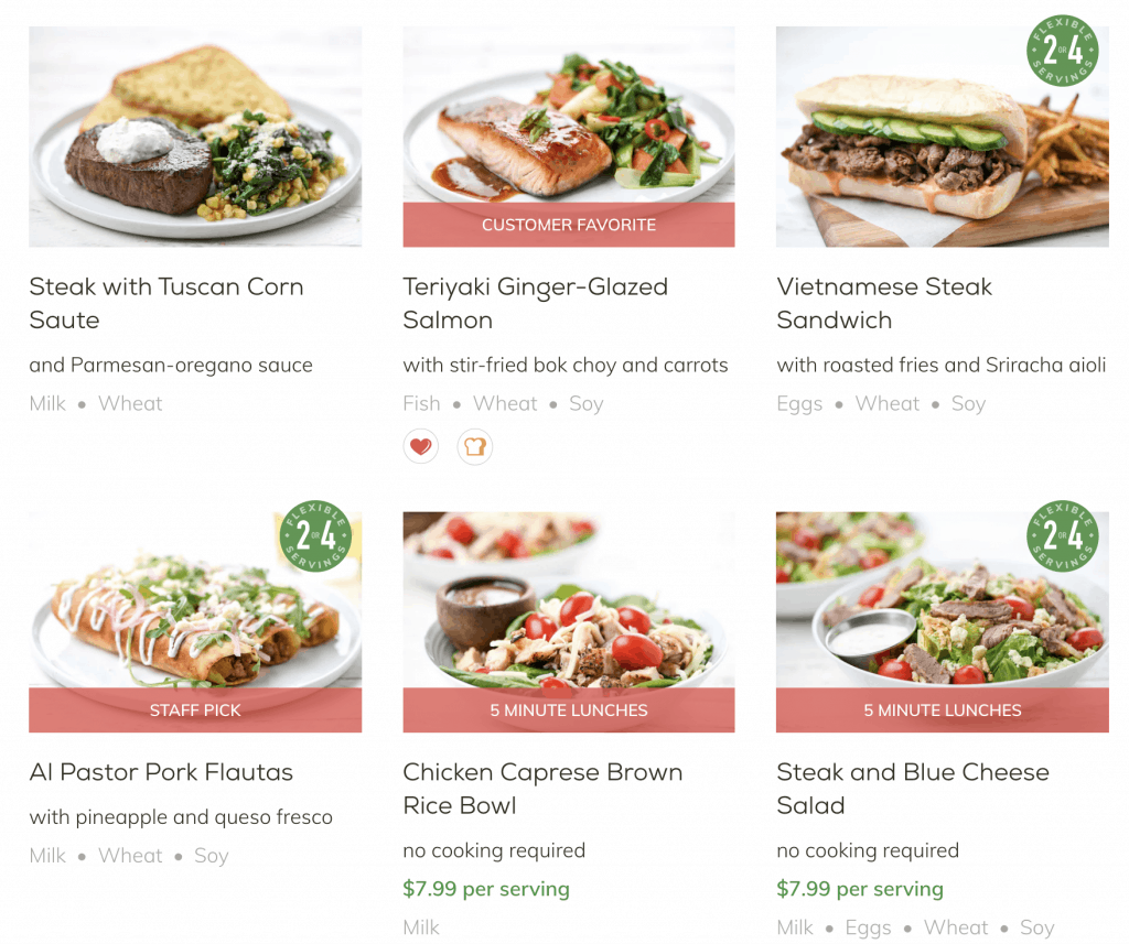 home chef meals list