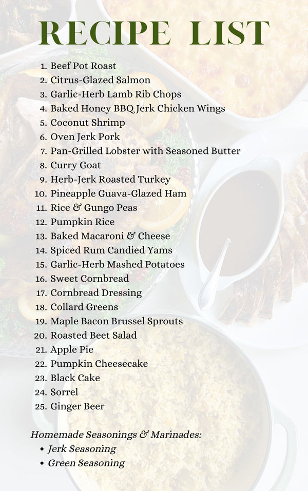 list of cooking recipes