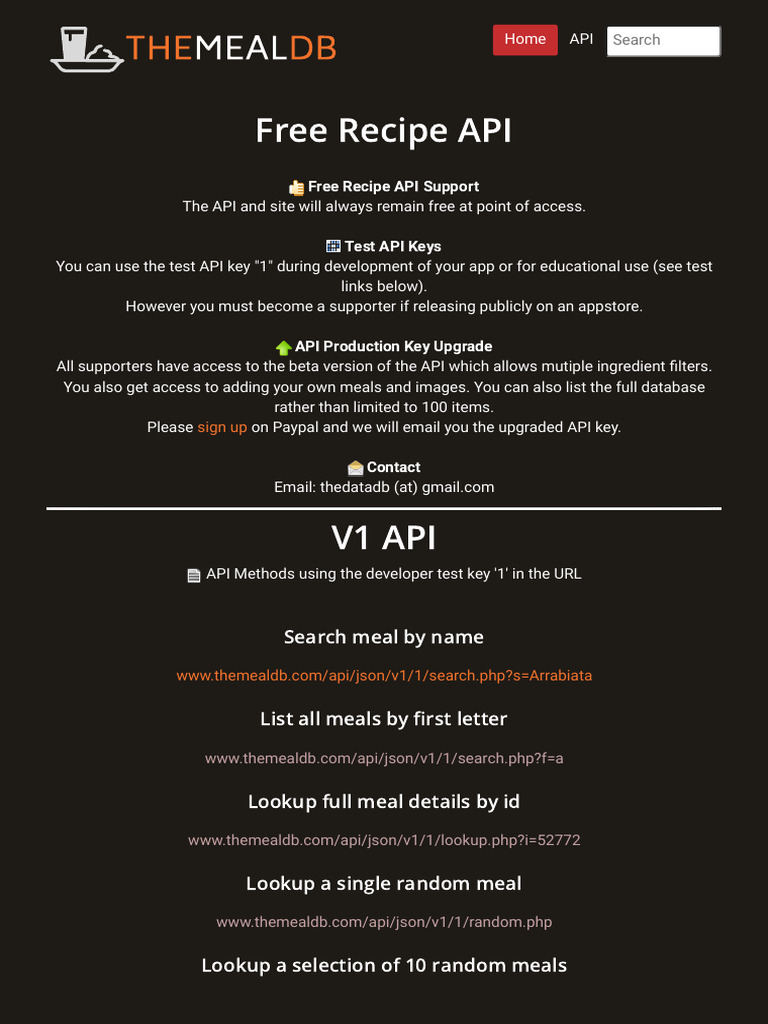 free recipe api