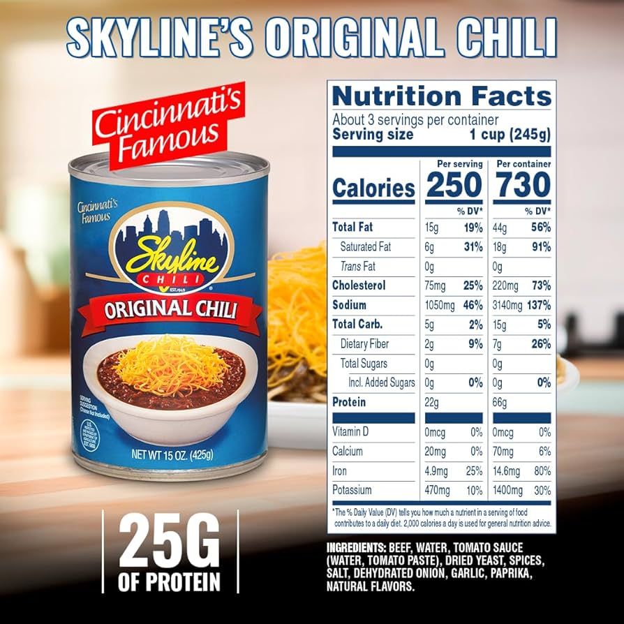 skyline chili nutritional information