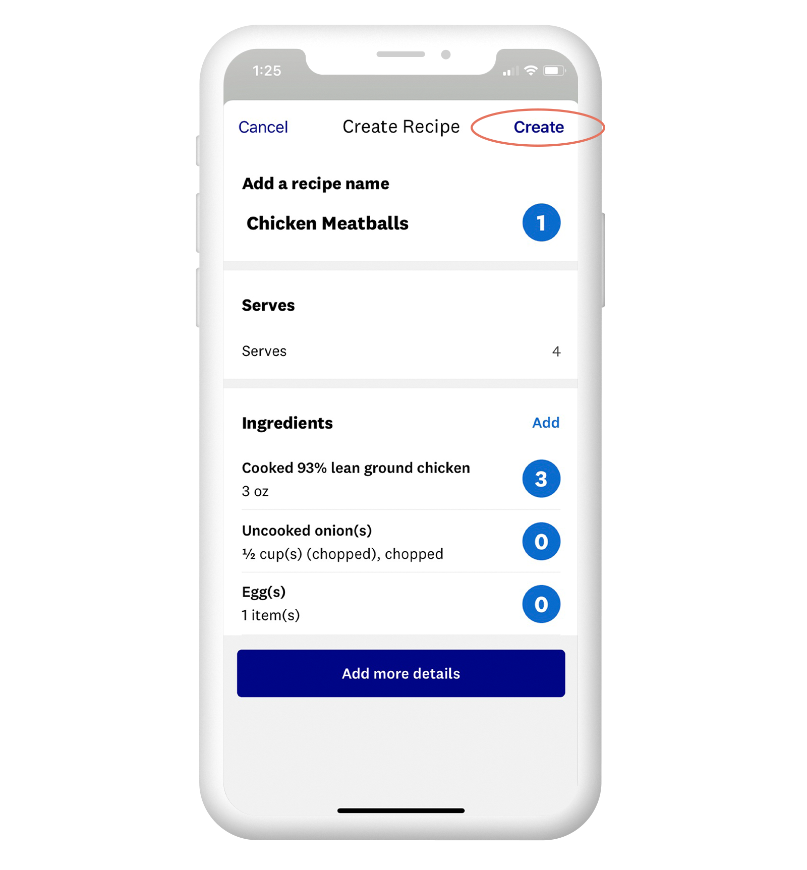 how to create a recipe in weight watchers app
