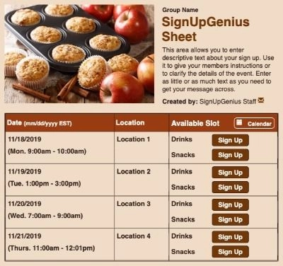 how to create a sign up genius for food
