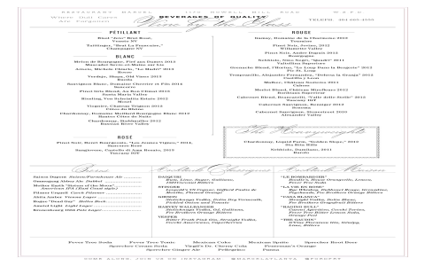 example of dinner menu